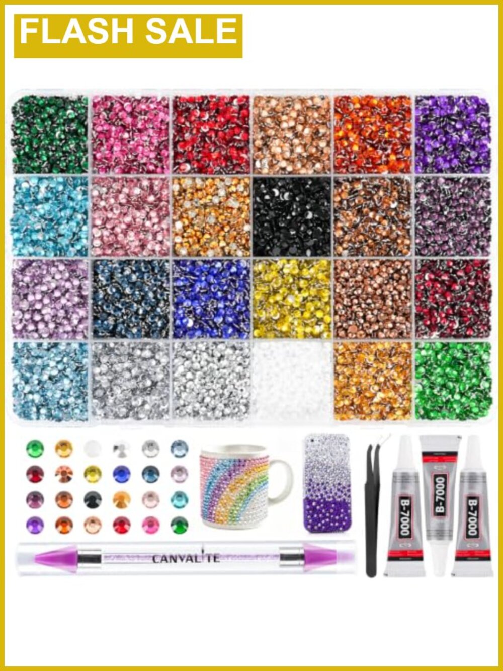24000 Resin Rhinestones 3mm Flatback Gems with Glue and Dual-End Picker Pen